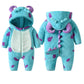 Bonangber Toddler Halloween Costumes Toddler Animal Costume Fall Winter Hoodie Romper Onesie Sully Baby Costume(C-Blue,3-4T)
