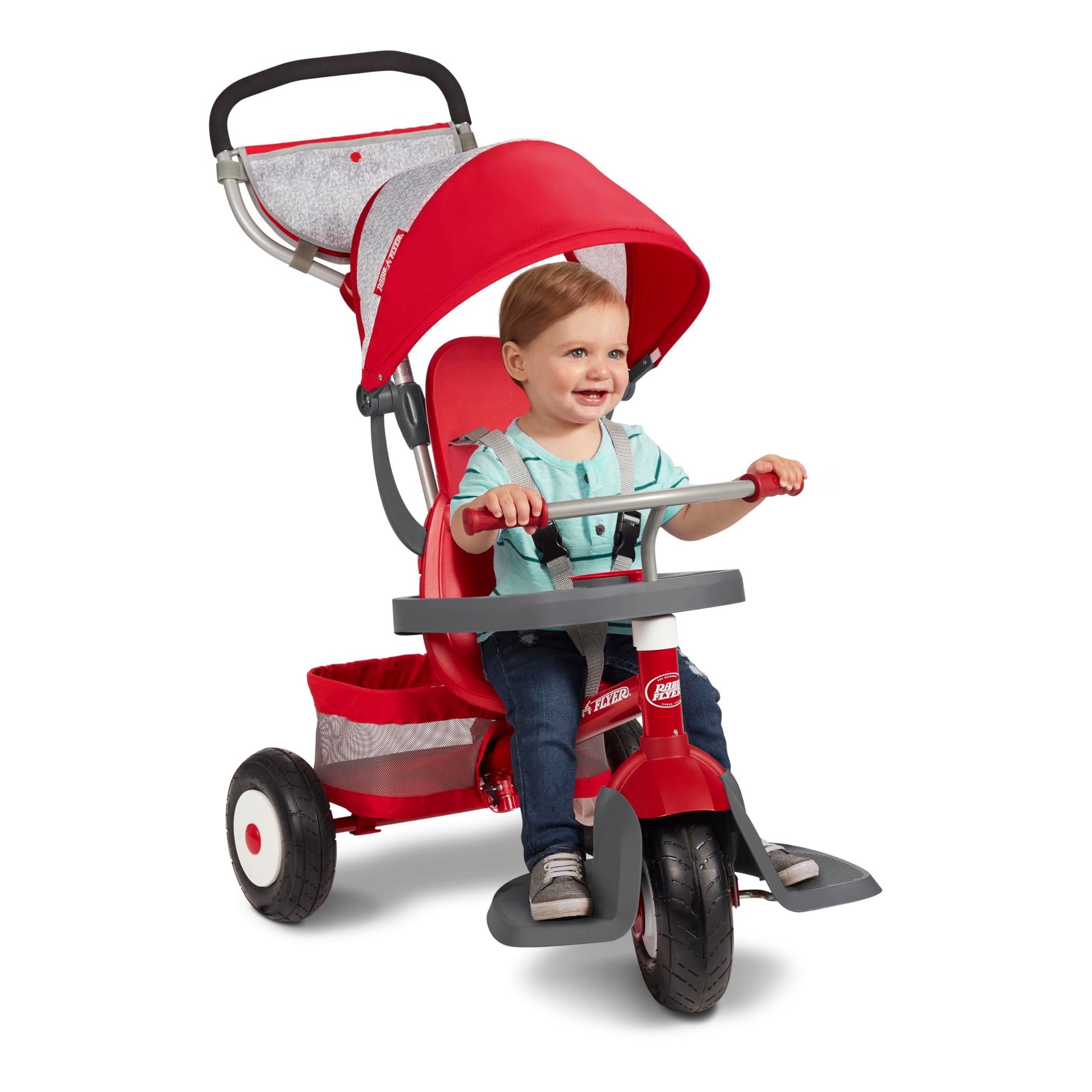 Radio Flyer Ultimate All-Terrain Stroll N Trike, Kids and Toddler Tricycle, Red Toddler Bike, for Ages 9 Months - 5 Years