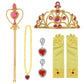 Spunicos Girls Belle Princess Costume Accessories Set With Gloves,Earrings,Wand And Crystal Jewels Crown,Necklace