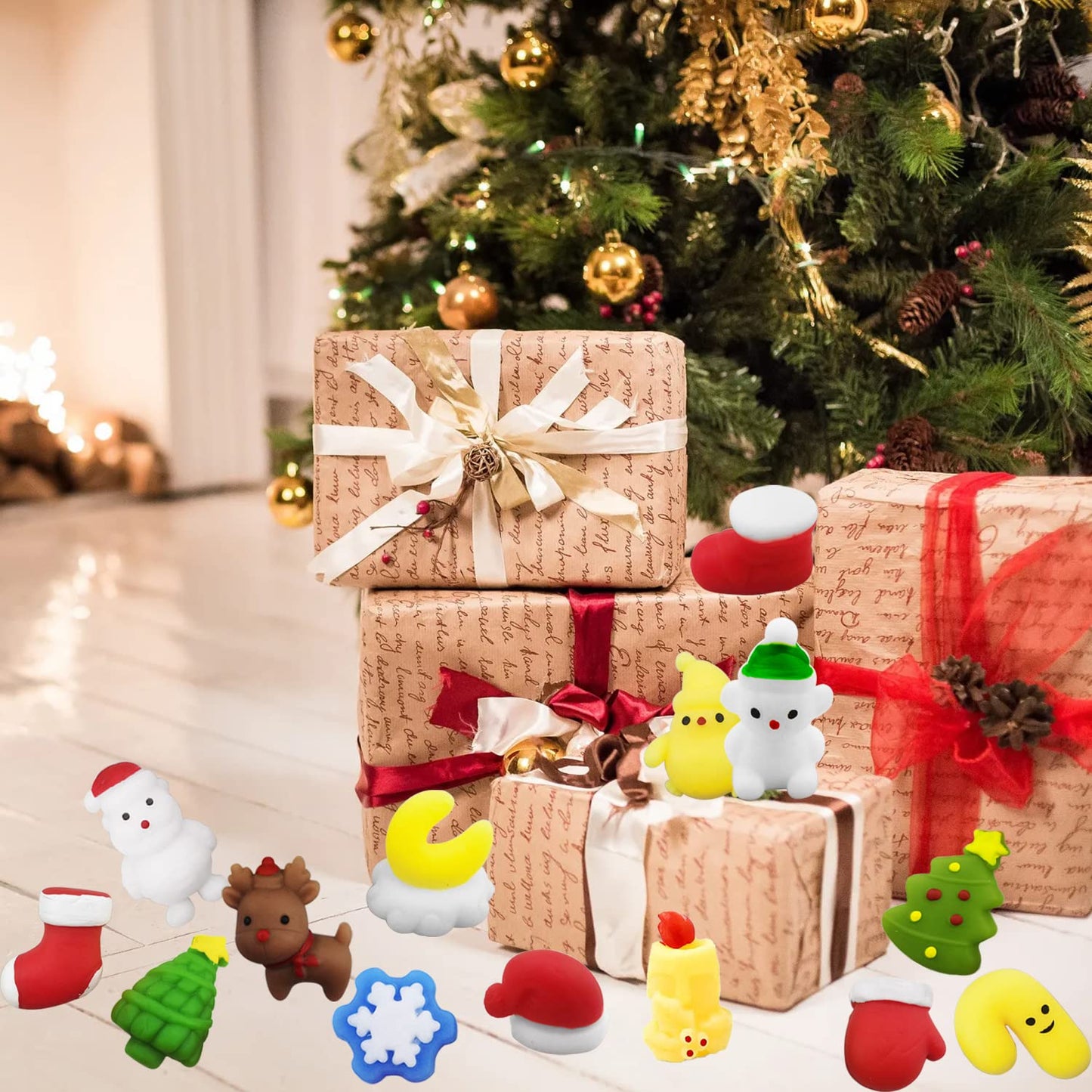Christmas Party Favors, 120Pcs Squishies Toys For Kids, Mochi Squishy Bulk, Kawaii Mini Squeeze Toys, Goodie Bag Stuffers, Class