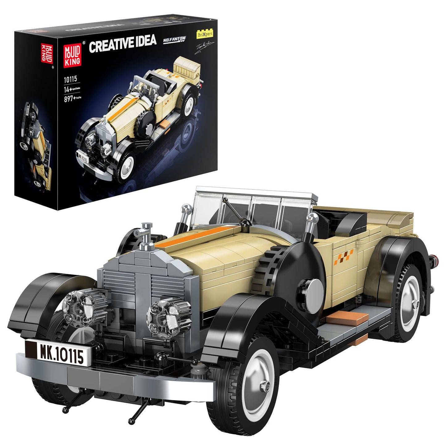 Mould King Classic Car Building Sets, 10115 Retro Car Model Build And Display, Collectible Vintage Antique Vehicle Toys, Kits Fo