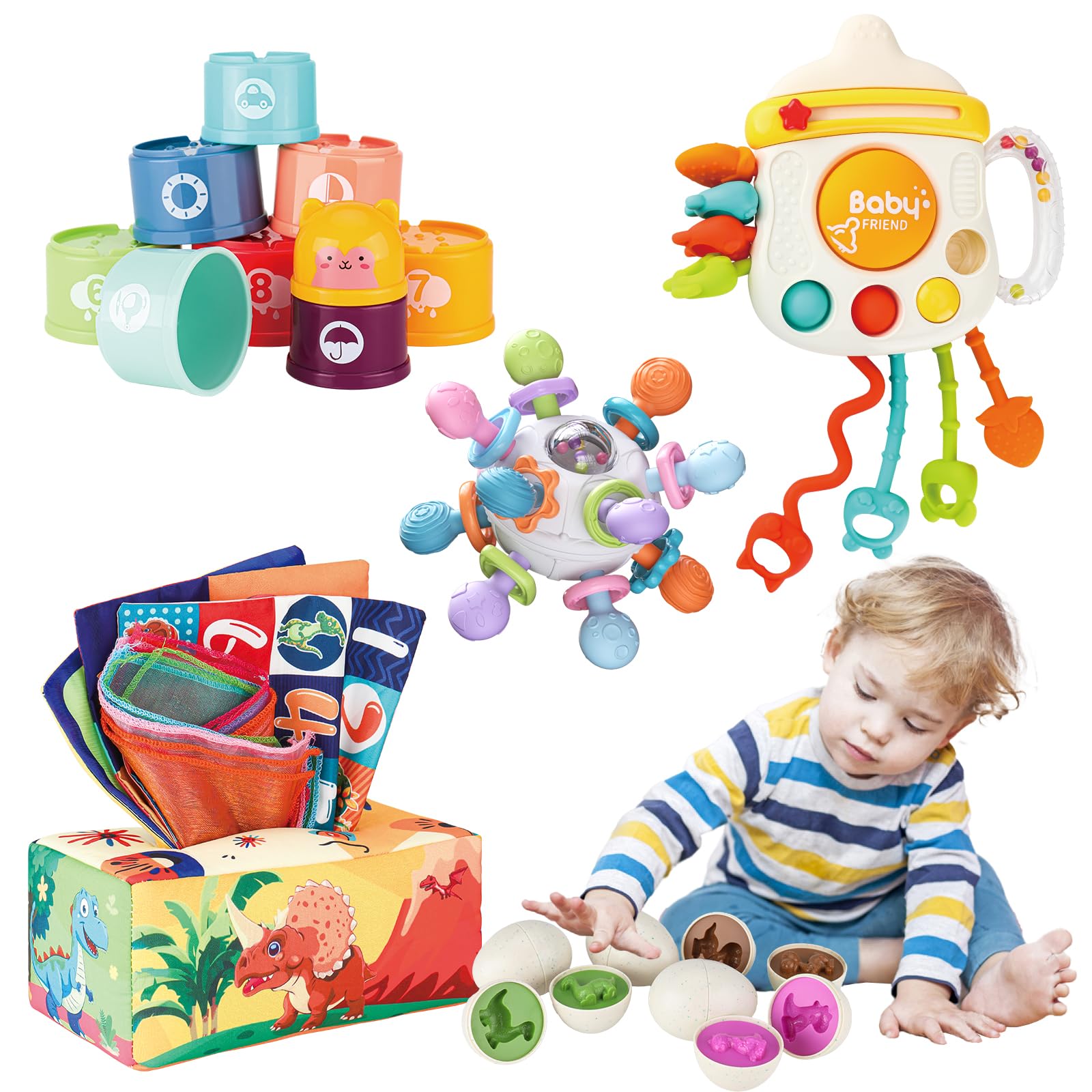aktiv spielzeug baby KADAYAYA Baby Toys Bundle 5 in 1 Montessori Sensory Toy for Baby 6 12