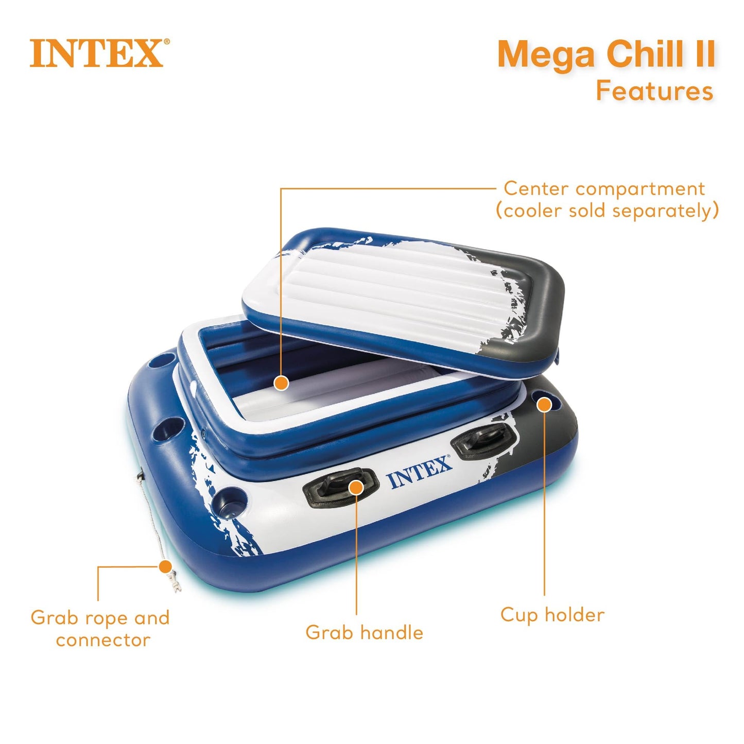 Intex 58821Ep Inflatable Mega Chill Ii 72 Can Beverage Cooler Float W/ Lid