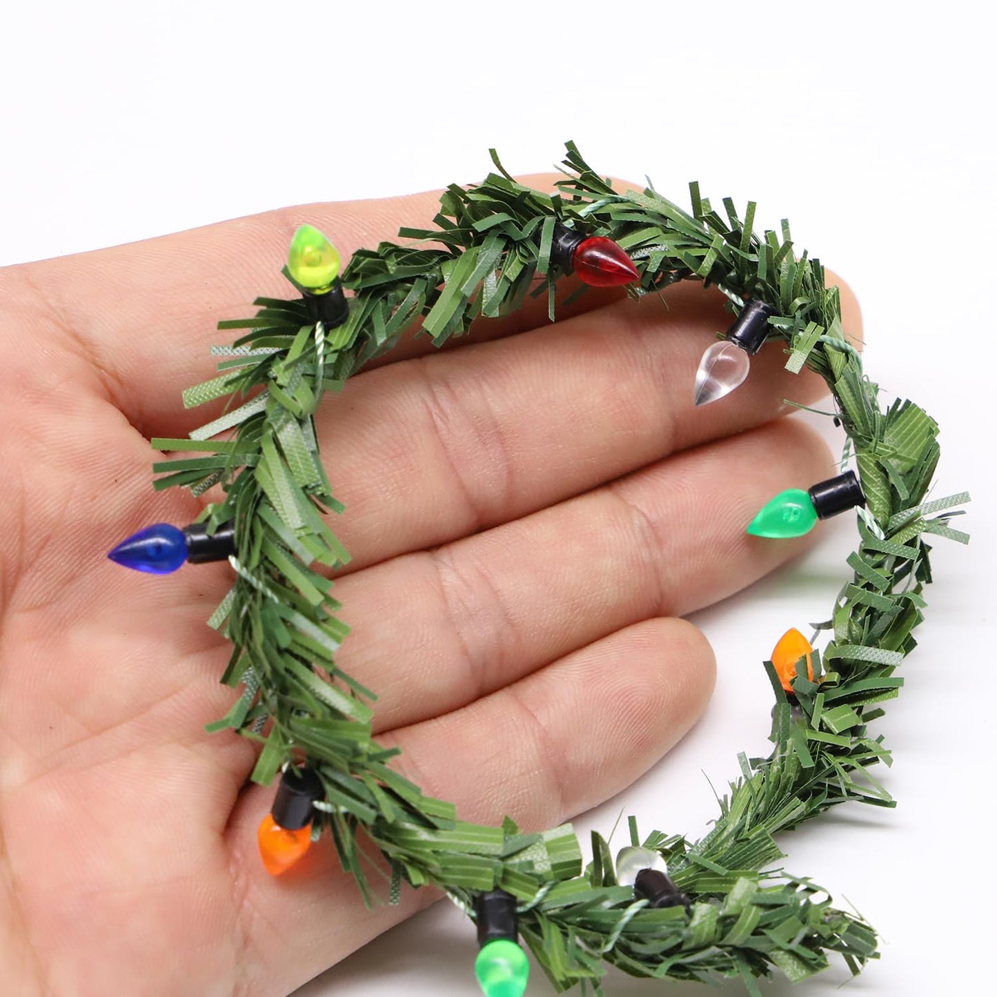Miniature Christmas Garland, Christmas Lights, Miniature Christmas Tree Lights, Artificial Pine Wired Roping With Colored Bulbs
