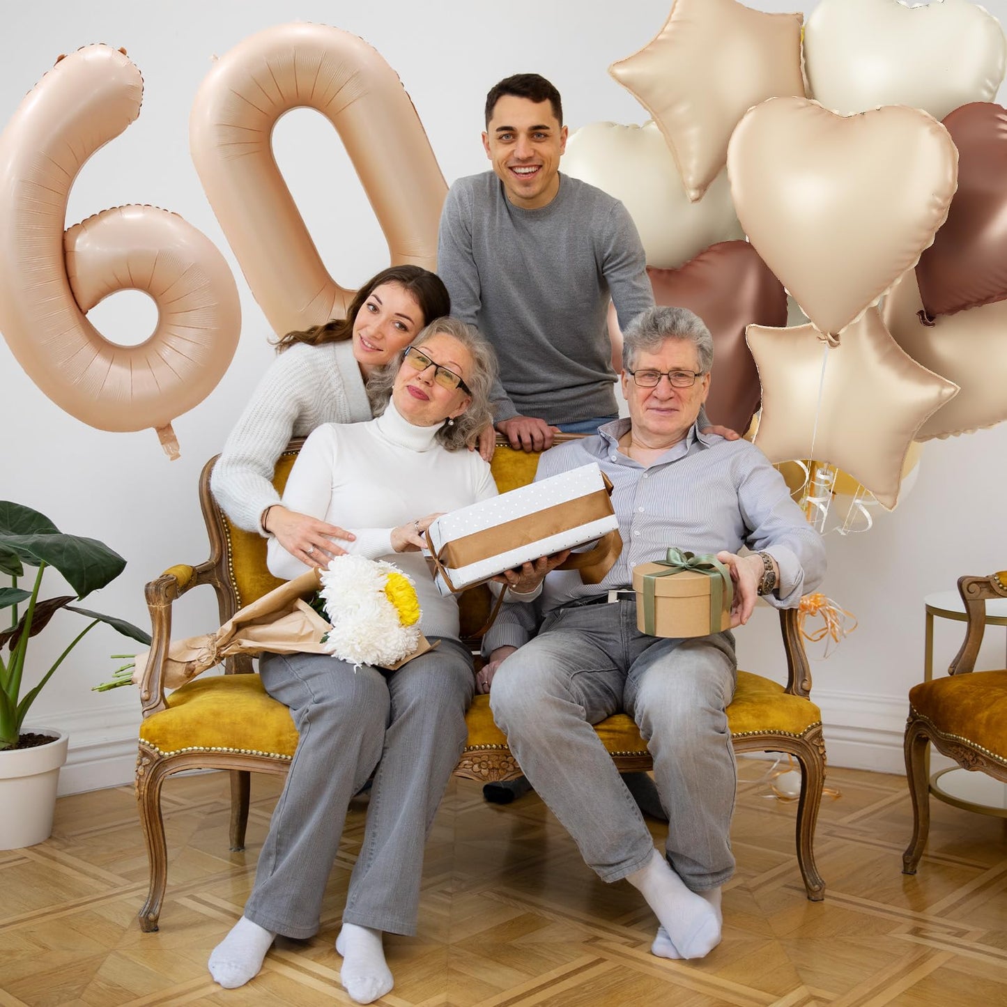 17Th Birthday Balloons Decor, Helium Apricot Beige 17 Balloon, Neutral Brown Tan White Sand Cream Heart Balloon Foil Nude Taupe