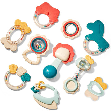 Hahaland Baby Toys 0-6 Months - Baby Rattles Teething Toys For Babies 0-6 Months, Infant Baby Toys 6-12 Months, Teething Toy 3-6 Months, Montessori Baby Gifts Easter Basket Stuffers Toys Ages 0-2