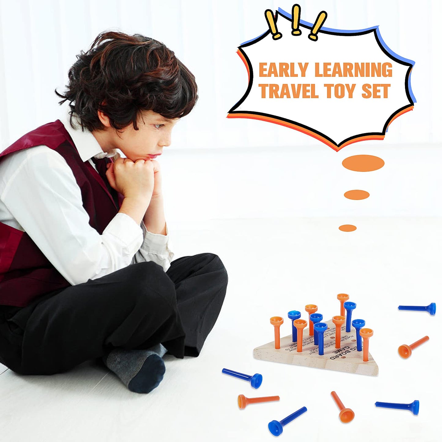Thinp 2 Packs Wooden Triangle Peg Games  Tabletop Family Board Game  Strategy Toy  Travel Games  Family Fun Puzzle for mature-themeds Teens