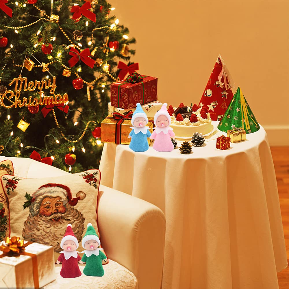 WULEEUPER Sleeping Elf Doll with Pacifier | Pink Holiday Decoration Toy