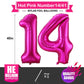 BBPOOL Hot Pink 14 Balloon Numbers - 40 Inch Foil Mylar Number 14 Balloons for Birthday Party Decorations