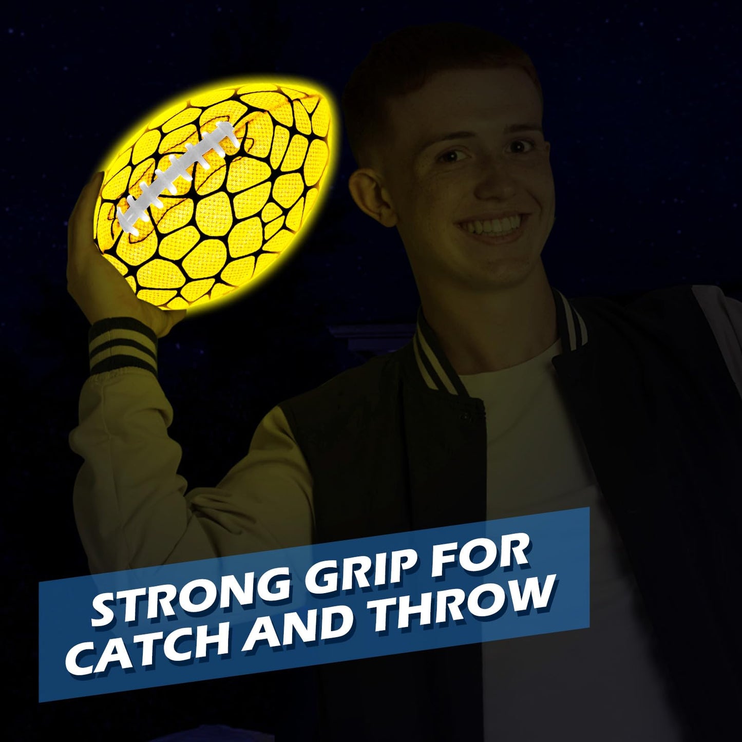 Jasonwell Glow in The Dark Football - Strong Grip Light Up Football Toy Stuff Sports Balls for Boys Kids Teenage Junior Youth mature-themed Outdoor Christmas Birthday Gifts for Age 6-8 8-12 13 + Year Old No.9