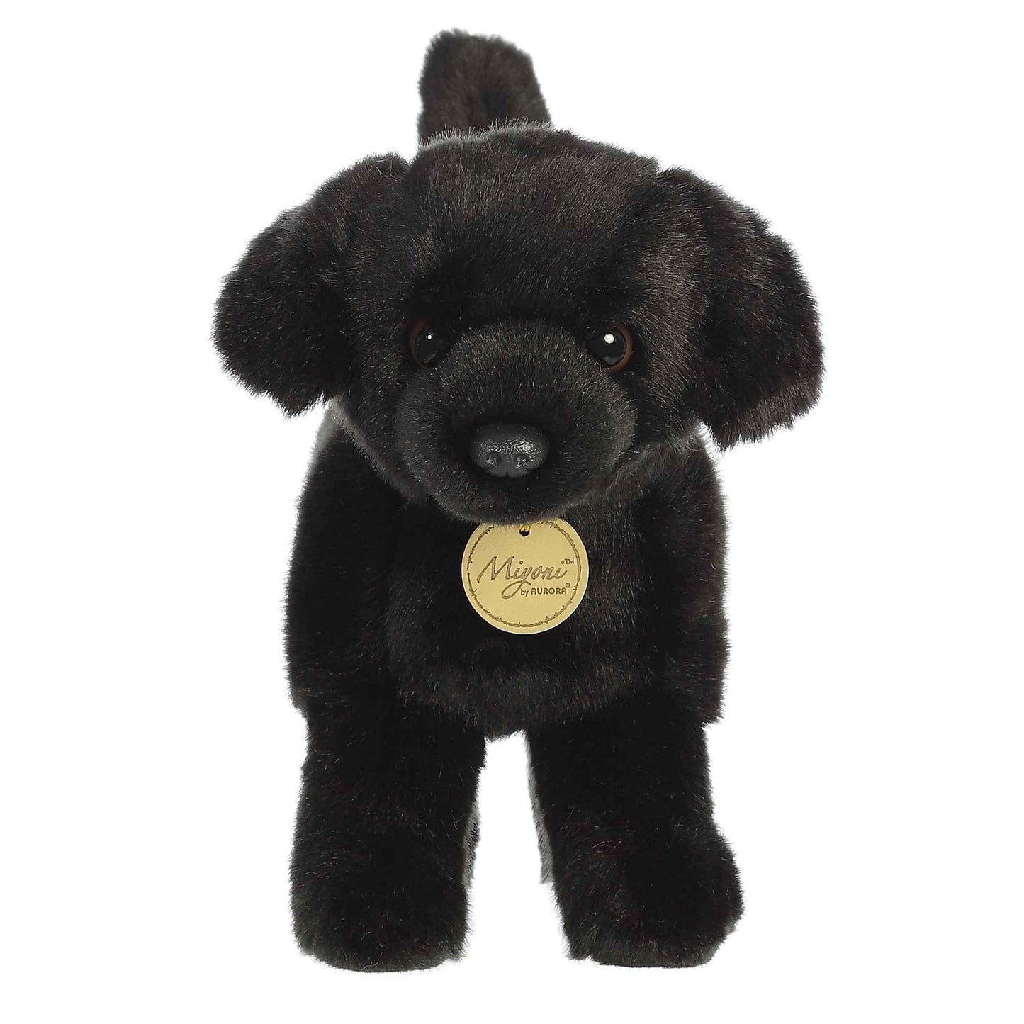 Aurora® Realistic Miyoni® Black Labrador Stuffed Animal - Lifelike Detail - Cherished Companionship - Black 10 Inches