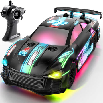DODOELEPHANT RC Drift Car, 4WD Remote Control Vehicle with LED Lights, 2.4GHz Race Car with Drifting & Racing Tires, 2 Rechargea