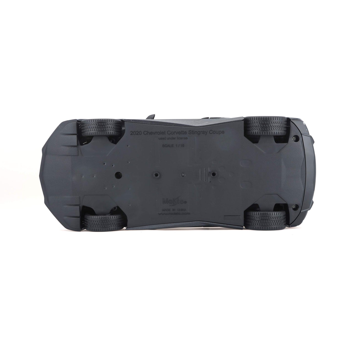 2020 Chevrolet Corvette Stingray C8 Dark Gray Metallic with Racing Stripes 1/18 Diecast Model Car by Maisto