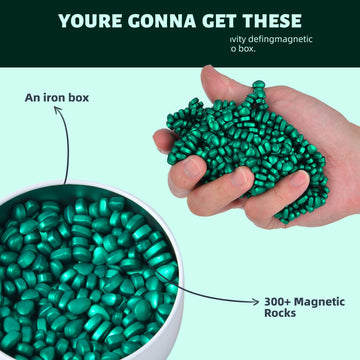 Lcvuuk Magnetic Ferrite Putty Rocks, Cyan More Than 300 Weak Magnetic Smooth Ferrite Pebbles, Magnet Rock Desk Toys And Time-Kil