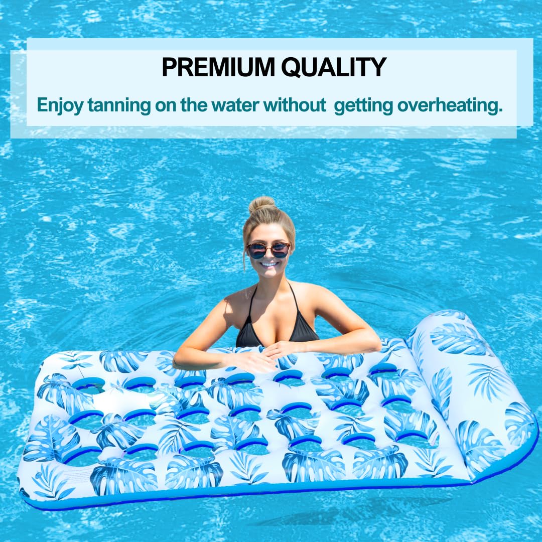 Inflatable Pool Float Lounger mature-themed 2 Packs  Giant Pool Raft Floaties Pool Floating  Swimming Pool Tanning Bed Chair Floats  Large Water Floats Lounge Set  Large Floating Hck Mat