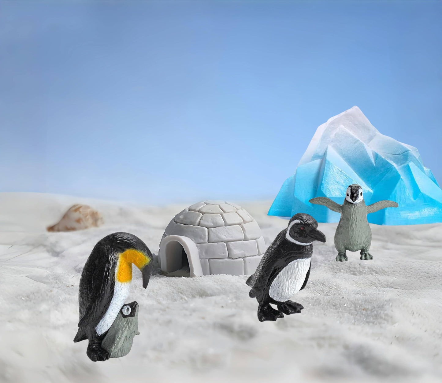 Ai-Fun 11Pcs Penguin Igloo Figurine Toys Realistic Ocean Tiny Animal Model Polar Animal Figures Set