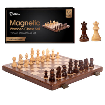 Chess Set Magnetic - enhanced Wooden Board Game with a Portable Wood Case and SeStorage for Pieces  Set for Kids and mature-themeds (Walnut Wood) - Chess protective coveringy