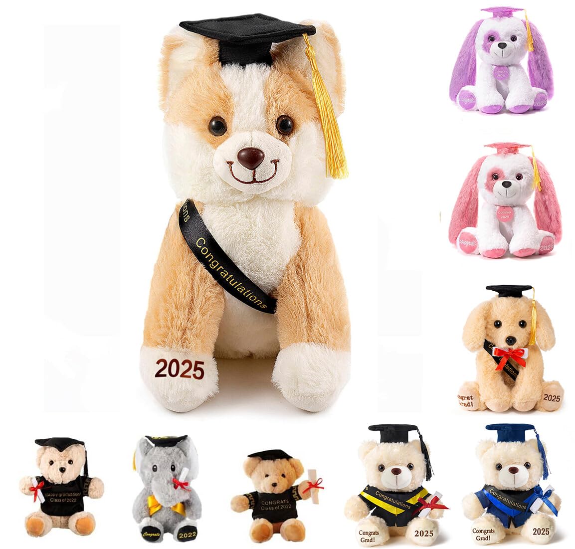 Oukiwi 8 Inch Graduation Plush Stuffed Animal Puppy Dog Class of 2025