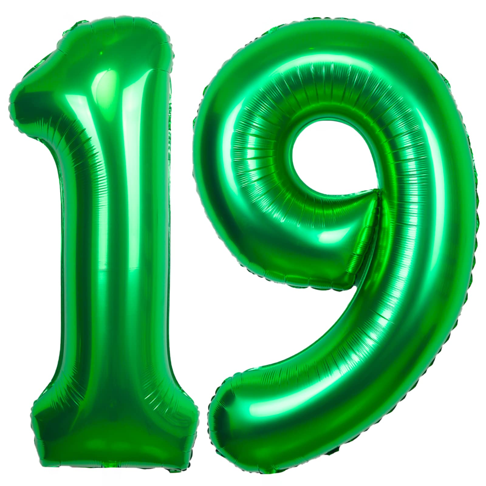 40 Inch Giant Green Number 19 Balloon, Helium Mylar Foil Number Balloons For Birthday Party, 19Th Birthday Decorations For Kids