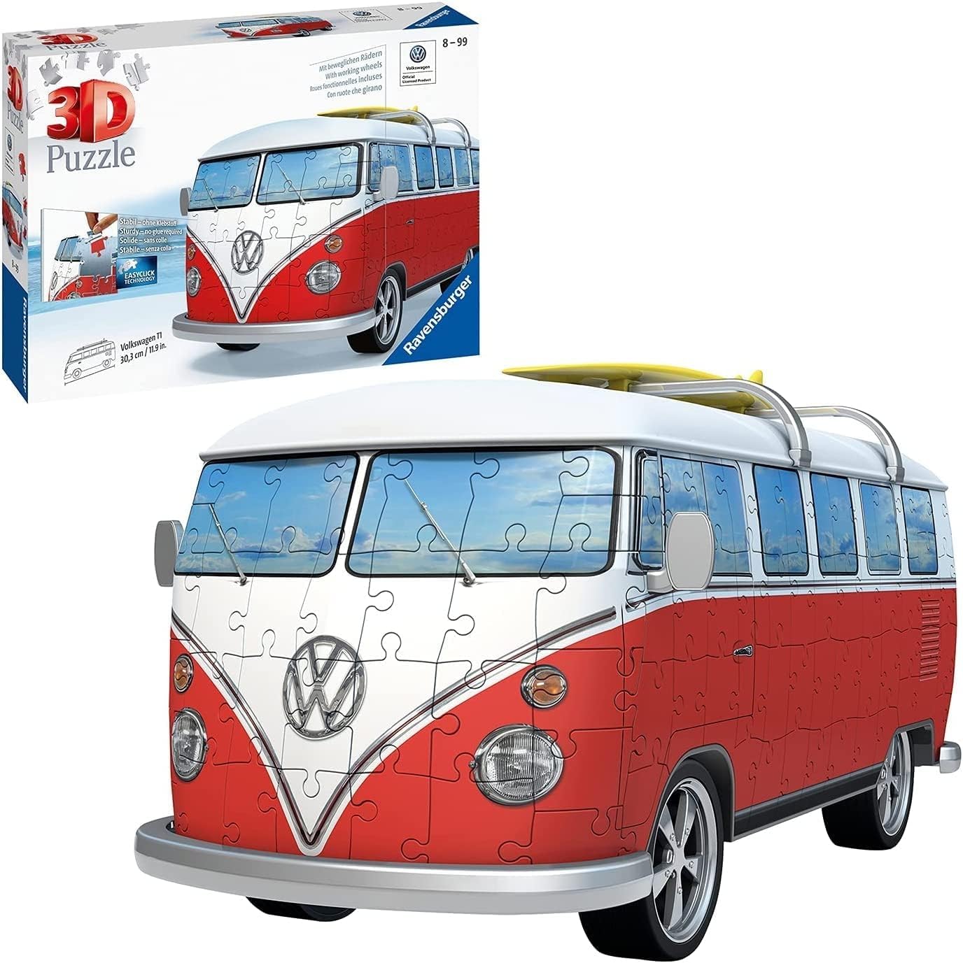 Ravensburger Volkswagen T1 Campervan 3D Jigsaw Puzzle - 162 Pieces | Precision Fit with Easy Click Technology | Engaging Toy for Kids & mature-themeds | Durable Displayable Model