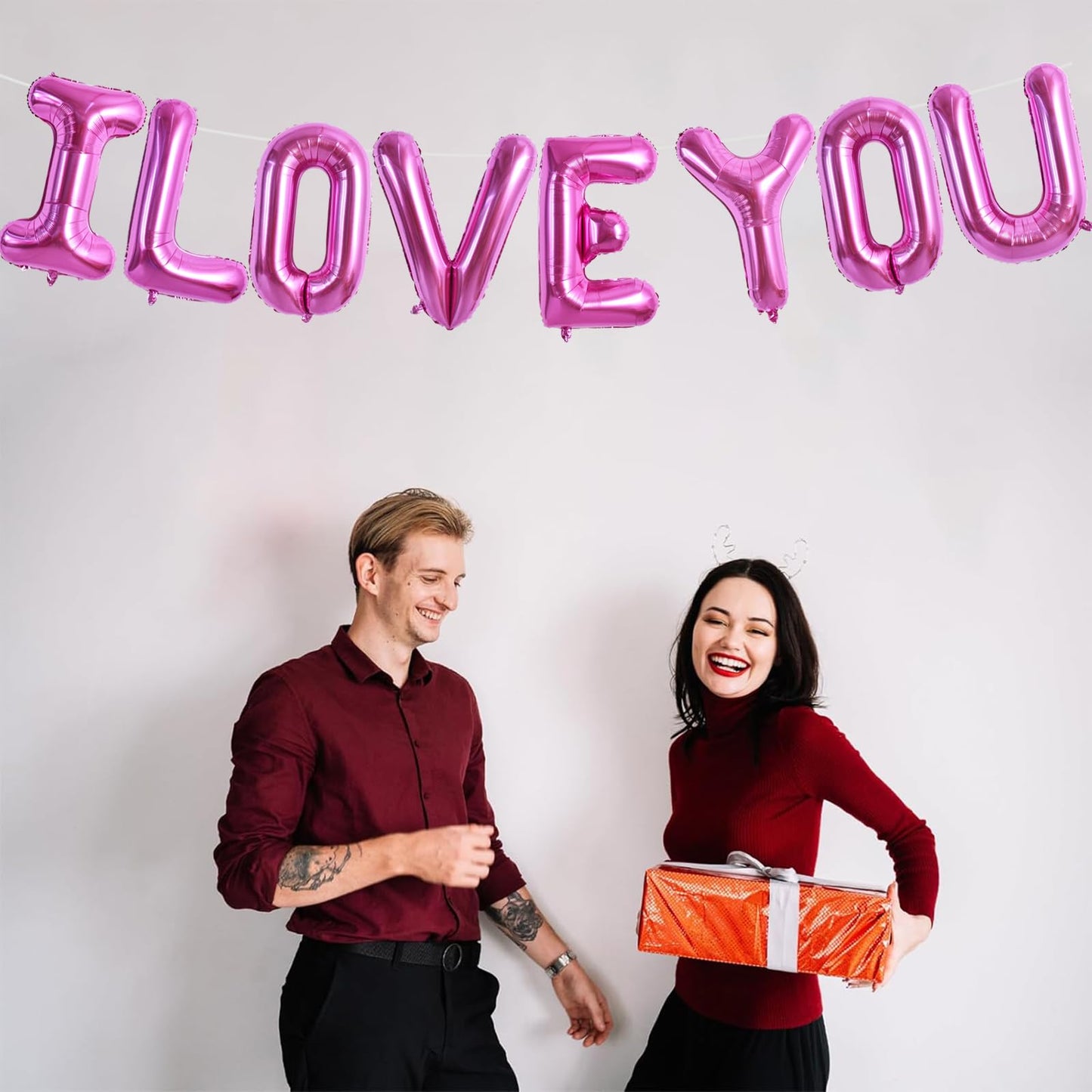 TONIFUL 16 Inch I Love You Balloons Valentines Day Decoration Letter Foil Balloons - Perfect for Romantic Valentines Day Weddin