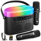 2025 New Mini Karaoke Machine for Kids & Adults, 2 Wireless Mics, LED Colortul Lights, Portable Outdoor Bluetooth Speaker - Gree
