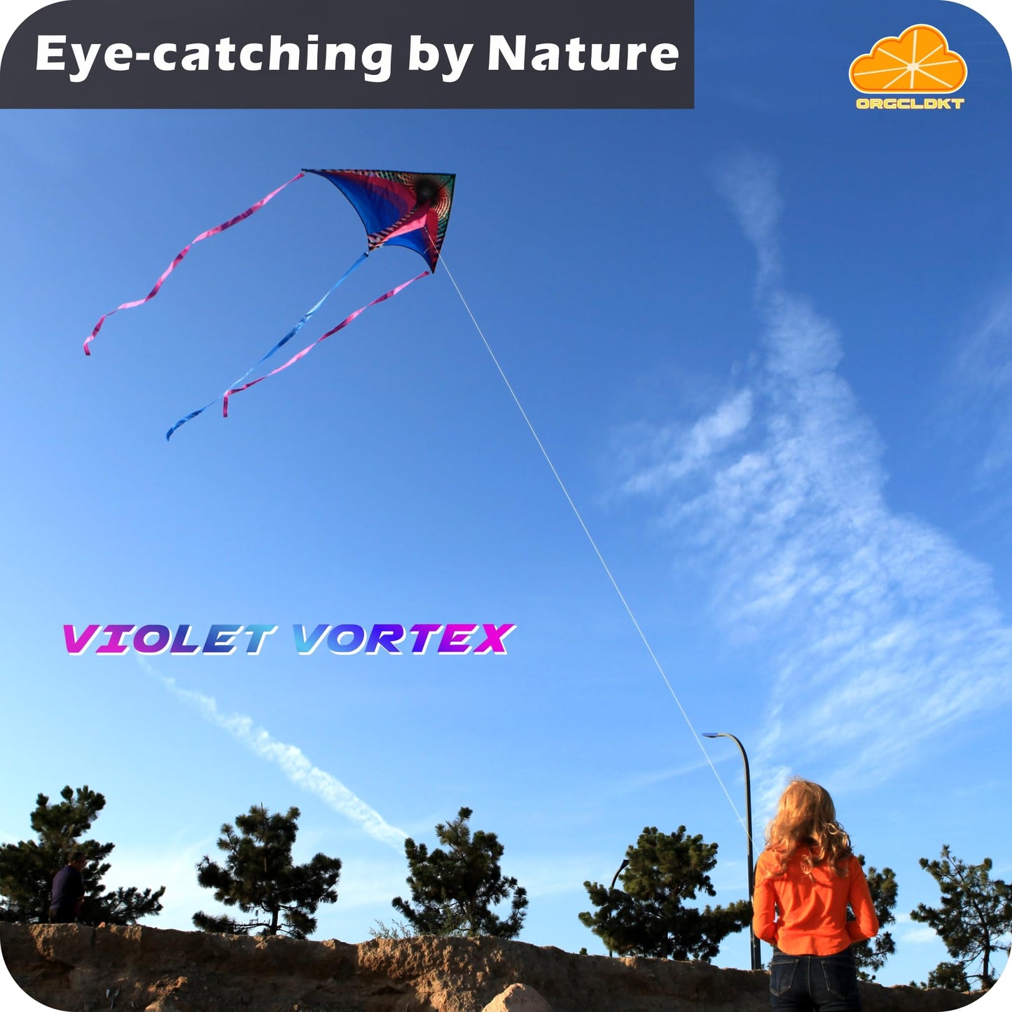Orgcldkt Rainbow Cruiser Delta Kite-Violet Votex, Kites For Adults,Kites For Kids, Ages 8-12,Ages 4-8,Ages 3-5,Easy To Fly,Beach