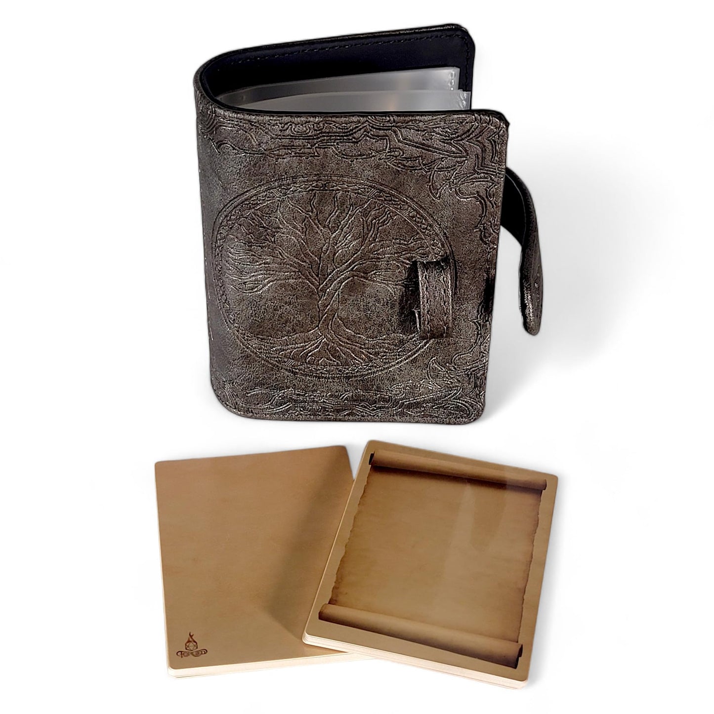 Forged Dice Co. Book of Incantations - Druid Edition Spell Card Book - Faux Leather, Druid Pewter, Model FG-BI-DRUID-PTR