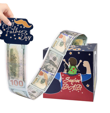 Sietdeseo Fathers Day Money Box For Cash Gift Pull, Navy Blue Money Roll Gift Box Fathers Day Gift Ideas Form Daughter Son Wife