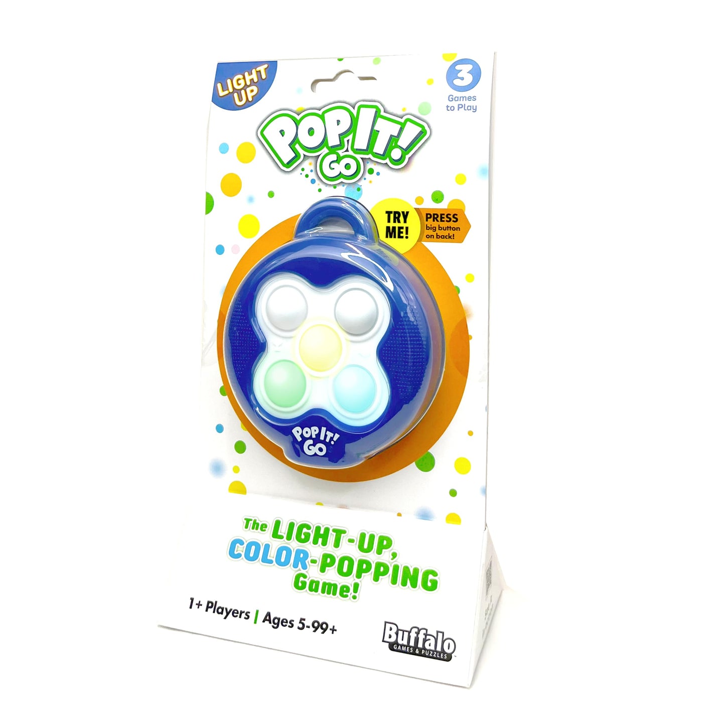 Pop It Go - The Original Light Up - Colorful Pattern Popping Game For Kids And Families On The Go, Ages 5 And Up, From Buffalo Games