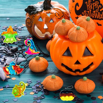 Sunpround 40 Pcs Halloween Pop Keychain Fidget Toys Pack, Halloween Party Favors Supplies, Mini Pop Toys Bulk, For Kids Girls An
