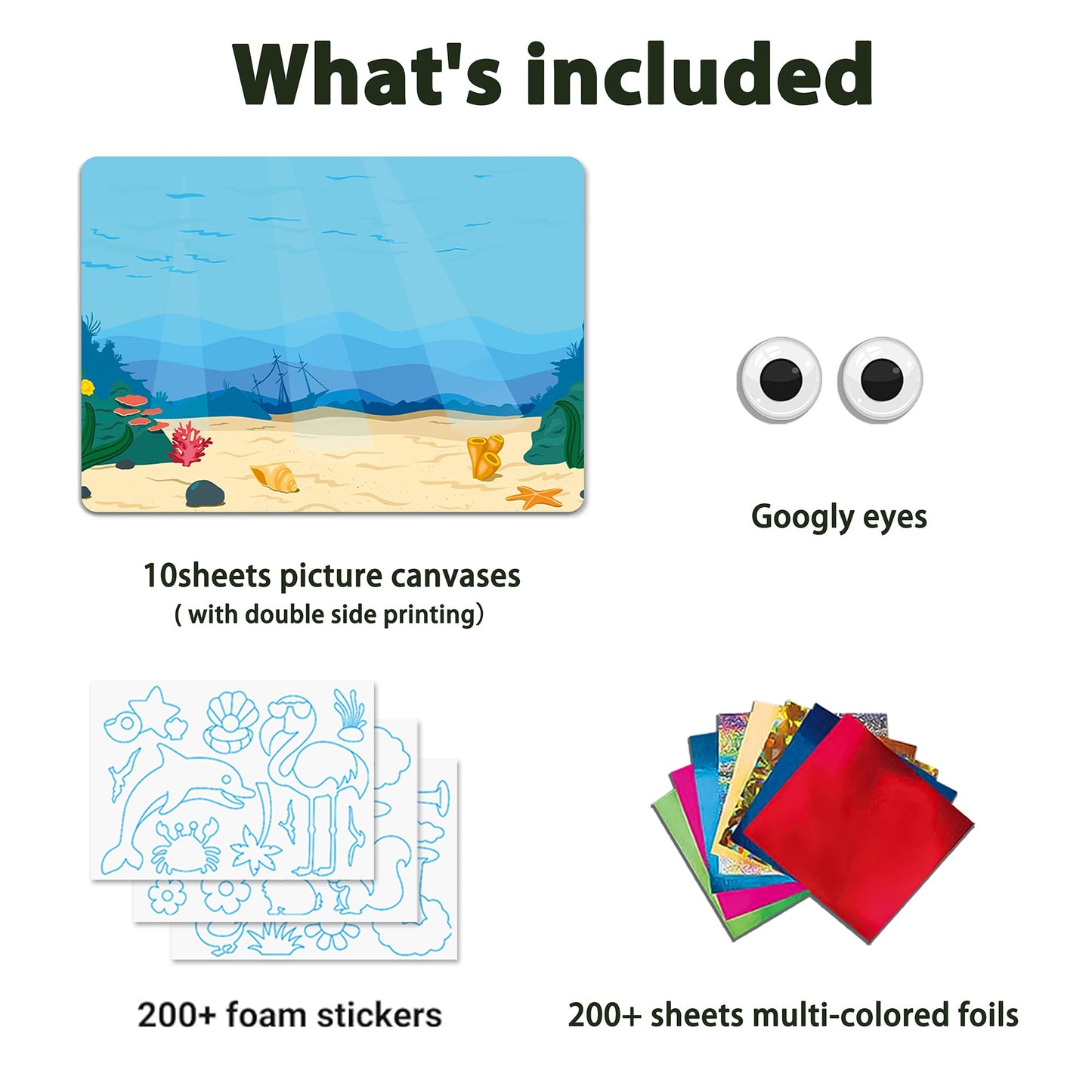 Foil Art Craft Kits For Kids , Animals Mega Mess -Free Fun Activity Set For Child, Diy Printing Craft Kits, Gifts For Ages 4 5 6