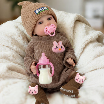 JONRRYIN Reborn Baby Dolls -17Inch Newborn Baby Dolls Girl Real Life Baby, Soft Doll Silicone Full Body, Crying, Laughing, Snori