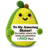 GiftMark Gifts for Sister Mothers Day Positive Crochet Avocado Emotional Cheer Support Crochet Mini Handmade Birthday Gift for Sister Girl Ideas Funny Sister Birthday Gifts from Sister