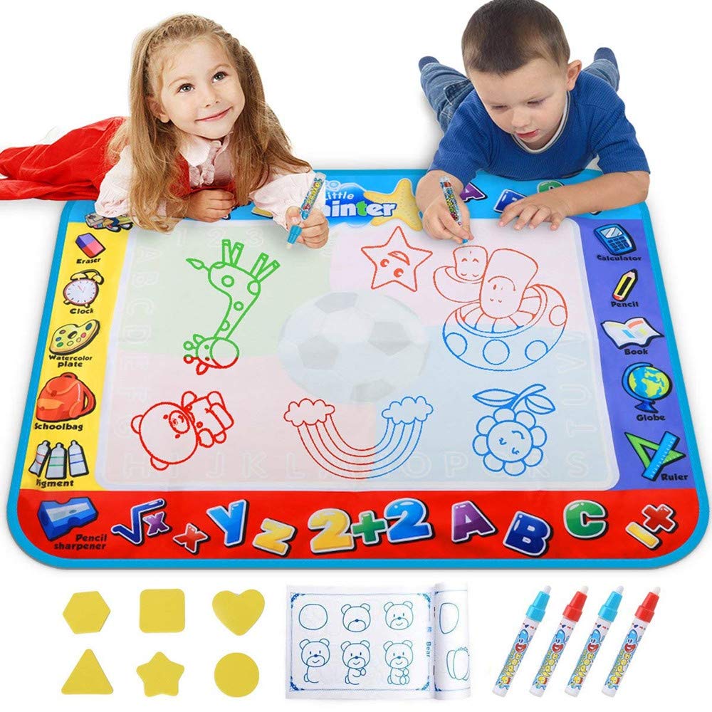Alago Aqua Coloring Mat,Kids Toys Large Water Painting Mat,Toddlers Doodle Pad with 4 Colors,Gifts for Girls Boys Age 3 4 5+ Yea