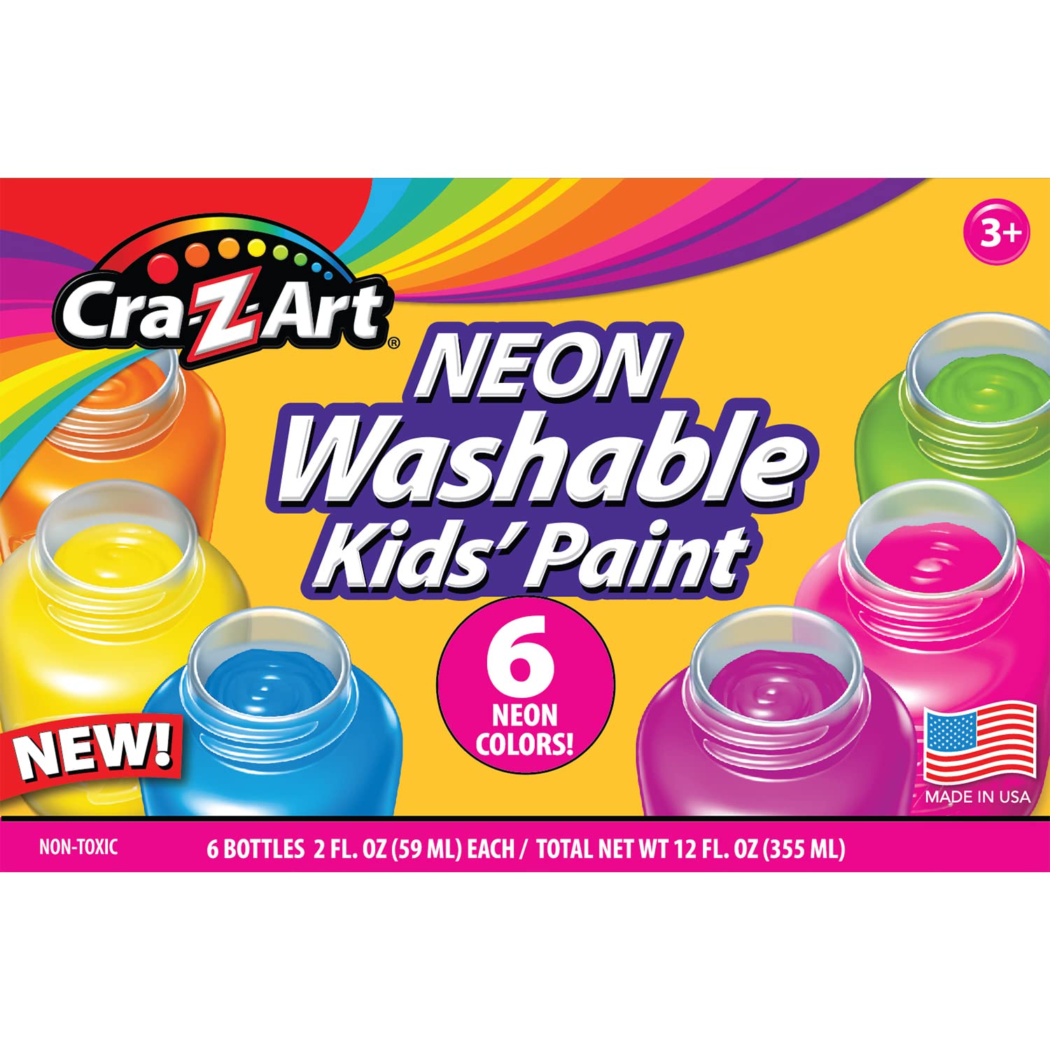 Cra-Z-Art Washable Neon Paint, 6 Count
