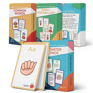 Hubble Bubble Kids American Sign Language Cards for Toddlers and Beginners - 180 ASL Flash Cards for Babies - Flash Cards Baby  ABC Flash Cards for Deaf Children Include Starter  Vocab  Sight Words