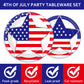 Wiooffen 96 Pcs Veterans Day Party Supplies Memorial Day Tableware Set 4Th Of July Paper Plates Patriotic Freedom Stars Party Pl