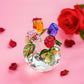 H&D HYALINE & DORA Crystal Rose Figurine - Romantic Collectible Glass Flower Ornament in Color Rose Flower with Gift Box