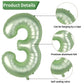 Biapian 40 Inch Sage Green Number 3 Balloons, Gaint Number 3 Balloon With 18'' Retro Foil Heart Balloons Helium For Neutral Boys