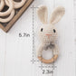 Youuys Wooden Baby Rattle Toys, Easter Bunny Rattle For Baby Crochet Bunny Rattle Toy Natural Wood, Shaker Rattle For Hand Grips, Boy Girl First Rattle Gift, Newborn Gifts (Bunny)