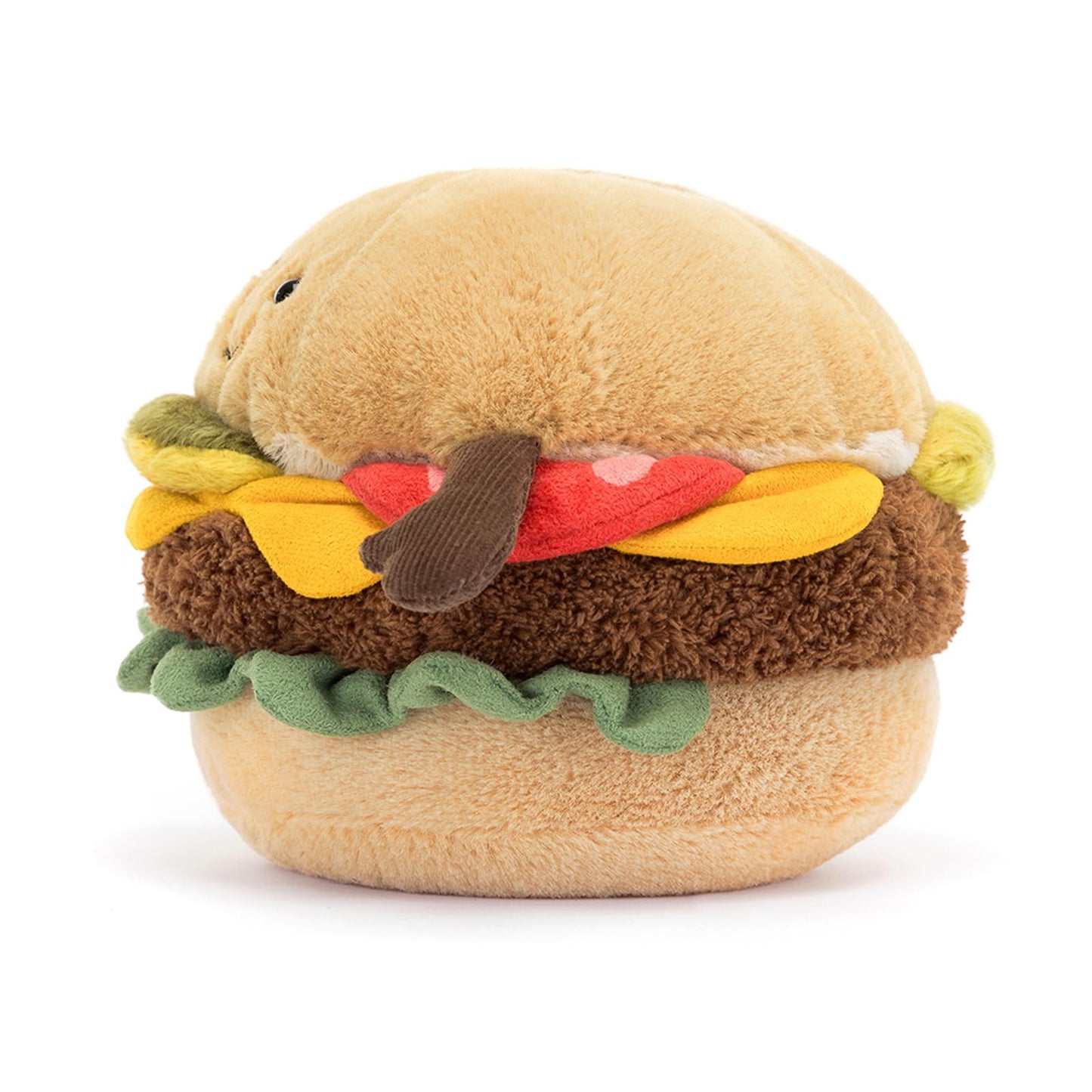 Jellycat Amuseables Burger Stuffed Toy - 4.5" Food Plush, Polyester, Fun Gift Idea
