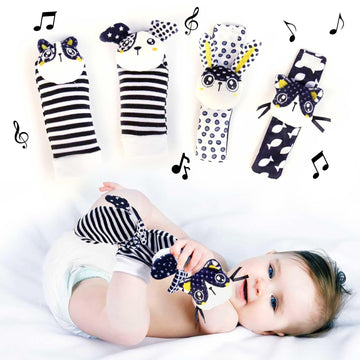 Baby K Baby Rattle Socks & Wrist Toys (Set G) - Newborn Toys For Baby Boy Or Girl - Brain Development Infant Toys - Hand And Foot Rattles Suitable For 0-3, 3-6, 6-12 Months Babies