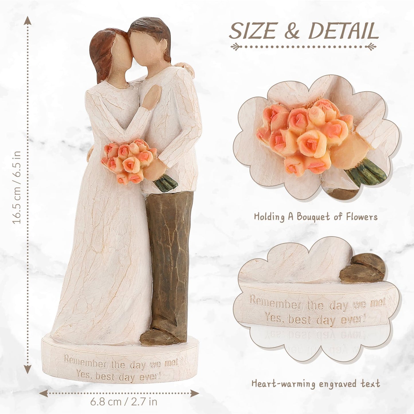 Kohehe Couple Gifts, Anniversary Couple Gift For Women, Wedding Engagement Gifts For Couple, 6.7' Couple Figurines Gift For Birthday Valentines Day Christmas(Couple-Figurine)