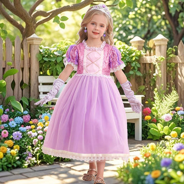 Itvti Girls Rapunzel Costume Kids Dress Up Purple Clothes For Birthday Halloween Cosplay, Purple, 4-5 Years(Tag 120)