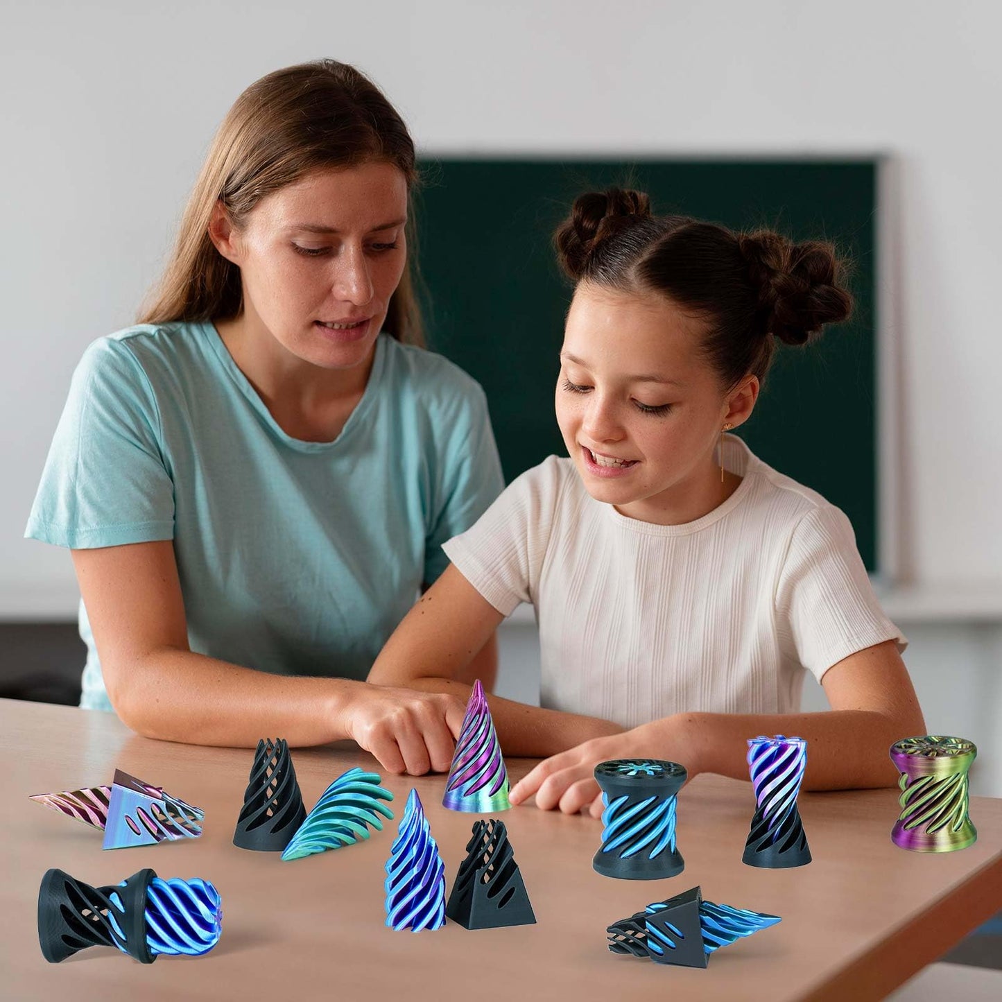 3PCS Impossible Cone 3D Printed Spiral Cone Fidget Toys Impossible Pyramid Passthrough Sculpture Stress Relieving Toys for mature-themeds and Kids Stocking Filler White Elephant Gifts (Purple+Black)