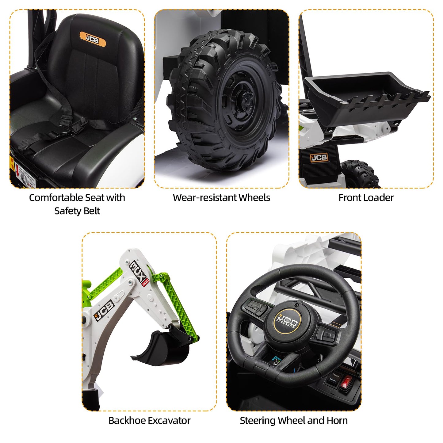 12V Jcb Ride On Excavator With Remote Control,Electric Car For Kids 3-8 With Tractor,Bulldozer,Digging Arm, Ride On Car With Slo