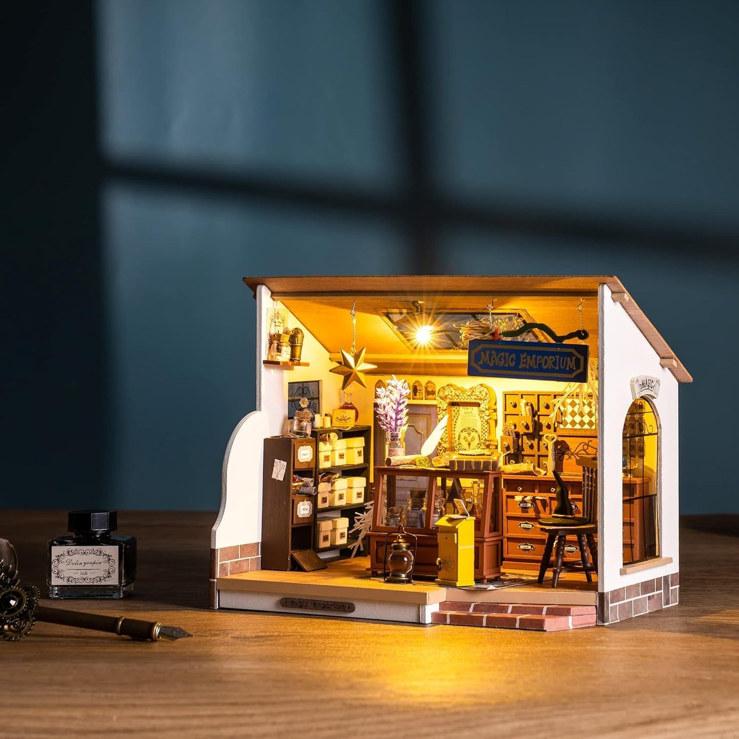 Rolife DIY Miniature House Kit Magic House  Tiny House Kit for mature-themed to Build  Mini House Making Kit with Furniture  Halloween for Family and Friend (Kiki 's Magic Emporium)