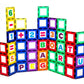 Playmags Magnetic Tile Building Set: Exclusive Educational Clickins – 80-Pc. Kit: 40 Super Strong Clear Color Magnet Tiles Windows & 40 Letters & Numbers – Stimulate Creativity & Brain Development