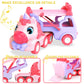 seveclotree Toys for 1 2 3 Year Old Girl, 5-in-1 Unicorn Toys Carrier Truck Toy Cars with Light & Sound,Girl Toddler Toys Age 2-